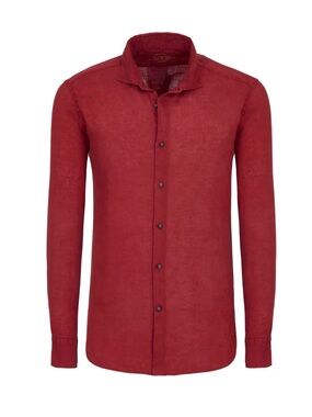 Italian Made Camicissima 100% Linen Shirt Mens 42 Red Button Up Casual